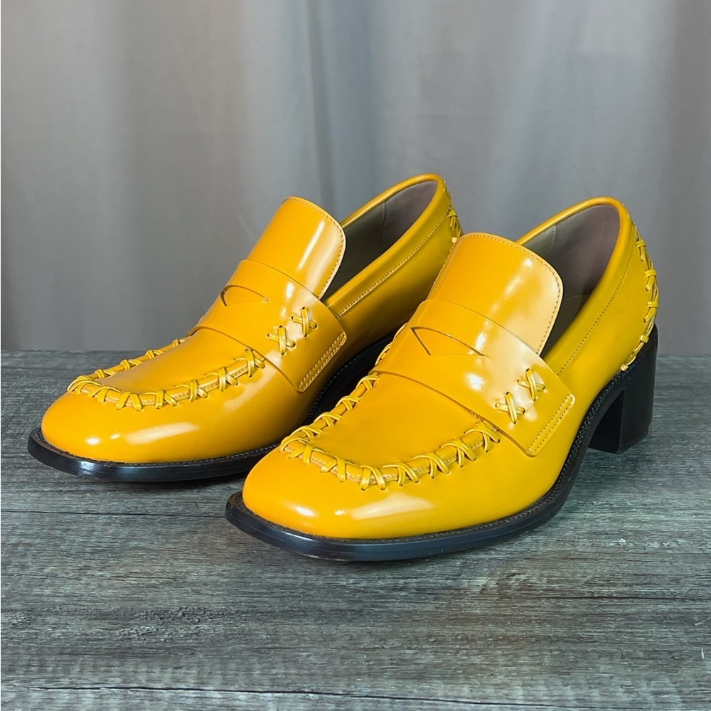 Dries Van Noten Orange Square Toe & Heel Penny Loafer Size 40 - Picture 3 of 17